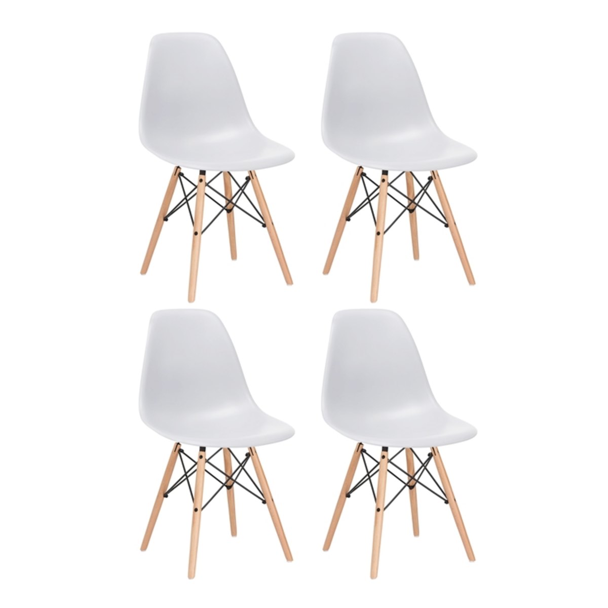 KIT - 4 x cadeiras Eames DSW - Madeira clara - Cinza claro