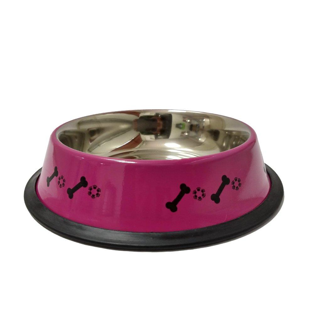 Comedouro The Pets Brasil Inox Pantone Decorado Rosa - 480 Ml