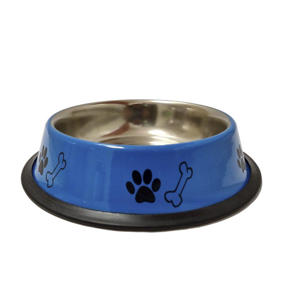 Comedouro The Pets Brasil Inox Pantone Decorado Azul - 480 Ml