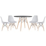 KIT - Mesa Eames 100 cm preto + 4 cadeiras Eames Eiffel DSW cinza claro