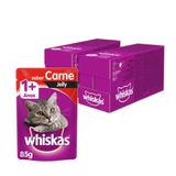 Kit Ração Úmida Whiskas Sachê Carne Jelly Para Gatos Adultos - 40 Unidades