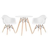 Kit - Mesa Eames 70 cm branco + 2 cadeiras Eiffel DAW com braços branco