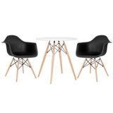 Kit - Mesa Eames 70 cm branco + 2 cadeiras Eiffel DAW com braços preto