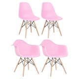 Conjunto 2 x cadeiras Eames DAW com braços + 2 cadeiras Eiffel DSW - Rosa