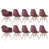 Conjunto 2 x cadeiras Eames DAW com braços + 8 cadeiras Eiffel DSW - Marrom