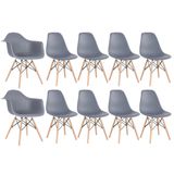 Conjunto 2 x cadeiras Eames DAW com braços + 8 cadeiras Eiffel DSW - Cinza escuro