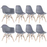 Conjunto 2 x cadeiras Eames DAW com braços + 6 cadeiras Eiffel DSW - Cinza escuro