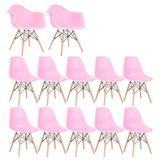 Conjunto 2 x cadeiras Eames DAW com braços + 10 cadeiras Eiffel DSW - Rosa