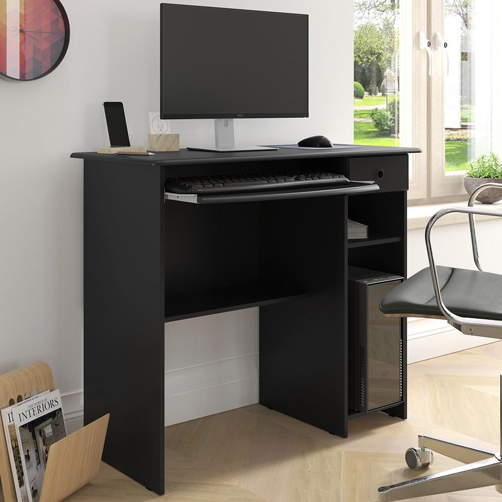 Mesa Computador Quarto Escritorio Viena 1 Gaveta Preto