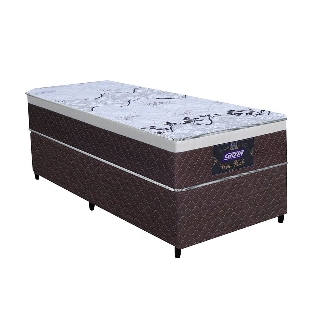 Conjunto New York Cama Box Solteiro E Colchão Em Molas Ensacadas Gazin