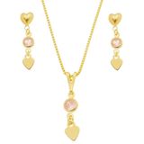 Conjunto Coração Chapado Na Ponta Banhado A Ouro 18k - Unico - Ouro