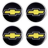Jogo Emblema Calota Resinada Gm 48mm Preto/dourado