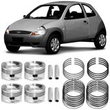 Kit Pistão Anel 0.50 Ka 1.0 2000 A 2008 Gasolina Metal Leve