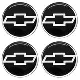 Jogo Emblema Calota Resinada Gm 48mm Preto/cromado