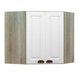 Armário Canto Diagonal 2 Portas Legno Crema Com Branco Pet