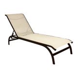 Espreguiçadeira Chaise Alumínio E Tela Para Jardim Piscina