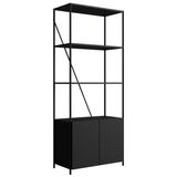 Estante 2 Portas Estilo Industrial Sw017 Preto Pp