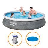 Piscina Inflável Fast Set 7.340 Litros Rattan Com Filtro E Capa Bestway