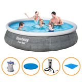 Piscina Inflável Fast Set 7.340 Litros Rattan Com Filtro Capa Bomba E Forro Bestway