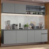 Armário De Cozinha Completa Suspenso 240cm Cinza Nice Madesa 05