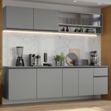 Armário de Cozinha Completo Suspenso 240cm Cinza Nice Madesa 04