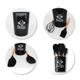 Kit Utensílios Cozinha Silicone Preto Com Balde 7 Peças