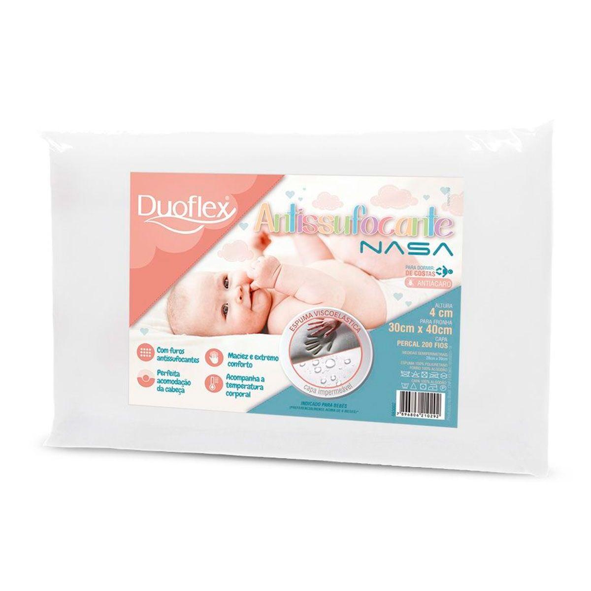 Travesseiro Duoflex Infantil Antissufocante B 30x40x4