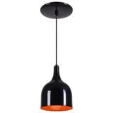 Pendente Gota Teat Luminária Lustre Alumínio Preto Brilhante C/ Laranja - Rei Da Iluminação