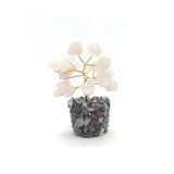 Árvore de Pedra Quartzo Rosa com Base Mix de Cristais - Altura 9 (cm)