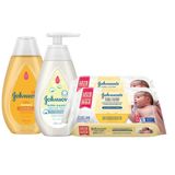 Kit Johnson's Baby: Toalinhas + Shampoo + Sabonete Líquido
