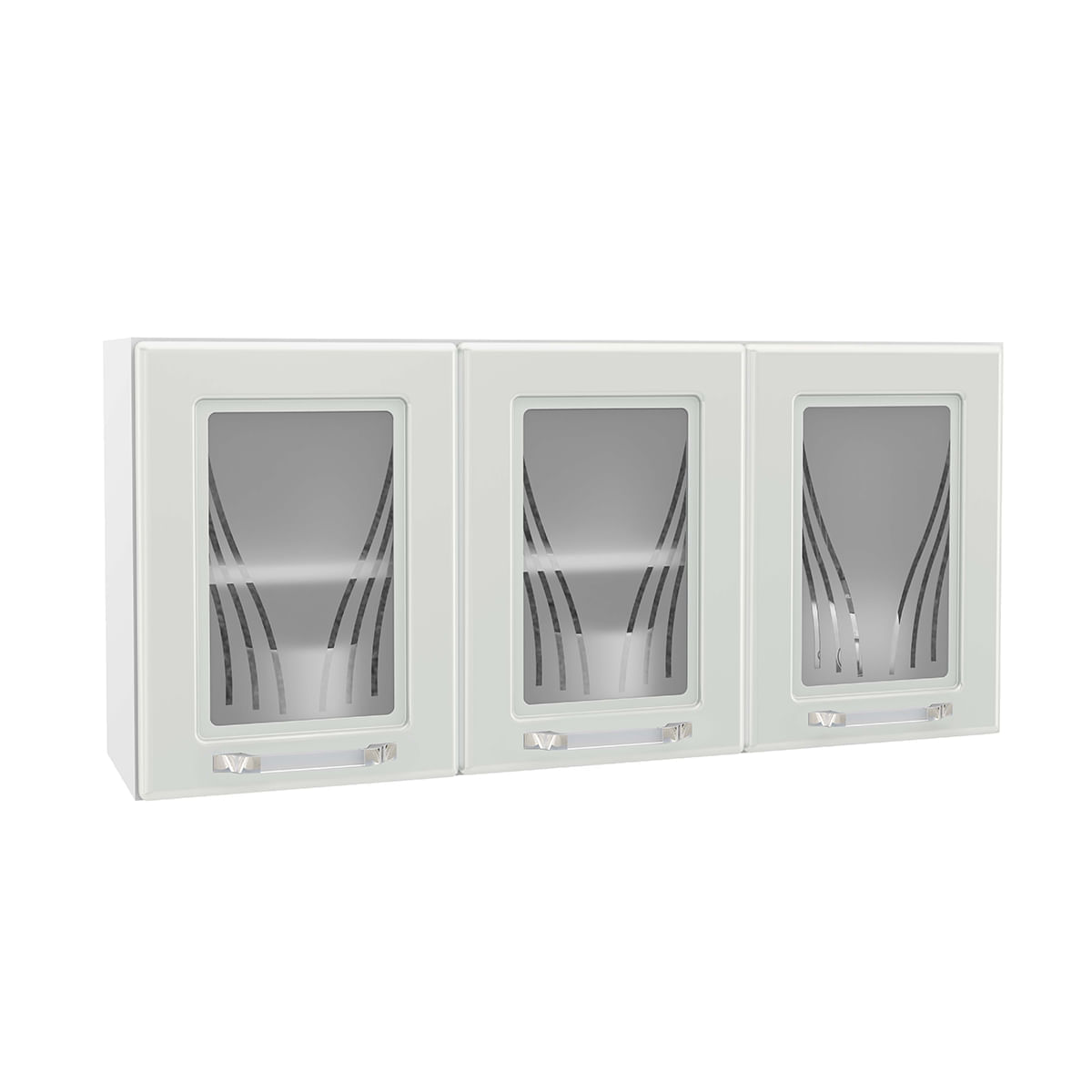 Armário Triplo Médio Telasul Star Aço 3 Portas c/ Vidro 120cm Cor Branco