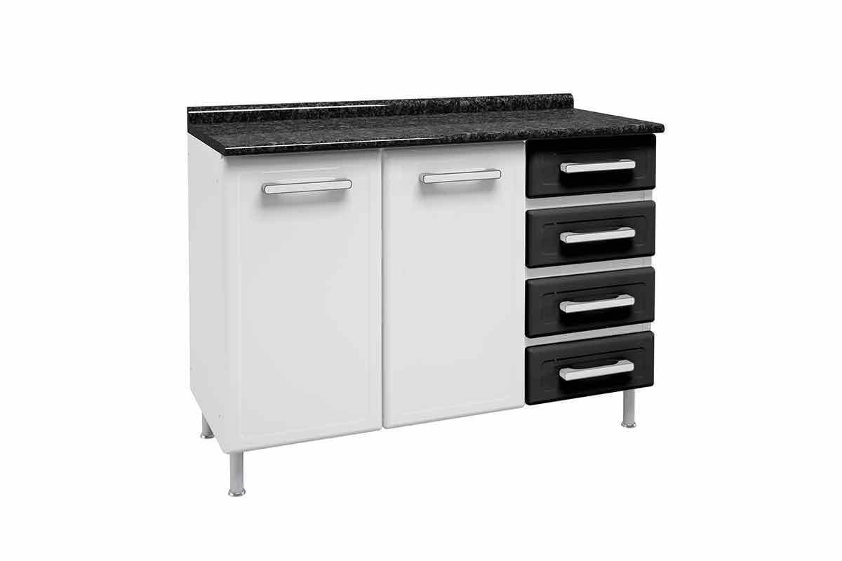 Gabinete Bertolini Gourmet 4645 2 Pts 4 Gav c/ Tampo Cor Branco com Preto