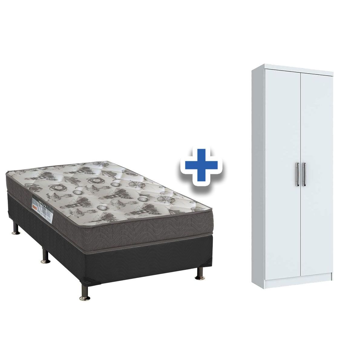 Conjunto Box Ortobom Ultra+Armário Margarida Branco