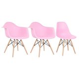 Conjunto 2 x cadeiras Eames DAW com braços + 1 cadeira Eiffel DSW - Rosa