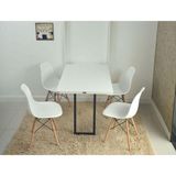 Kit Mesa Dobrável Retrátil 120x75 Branca + 4 Cadeiras Charles Eames Branca
