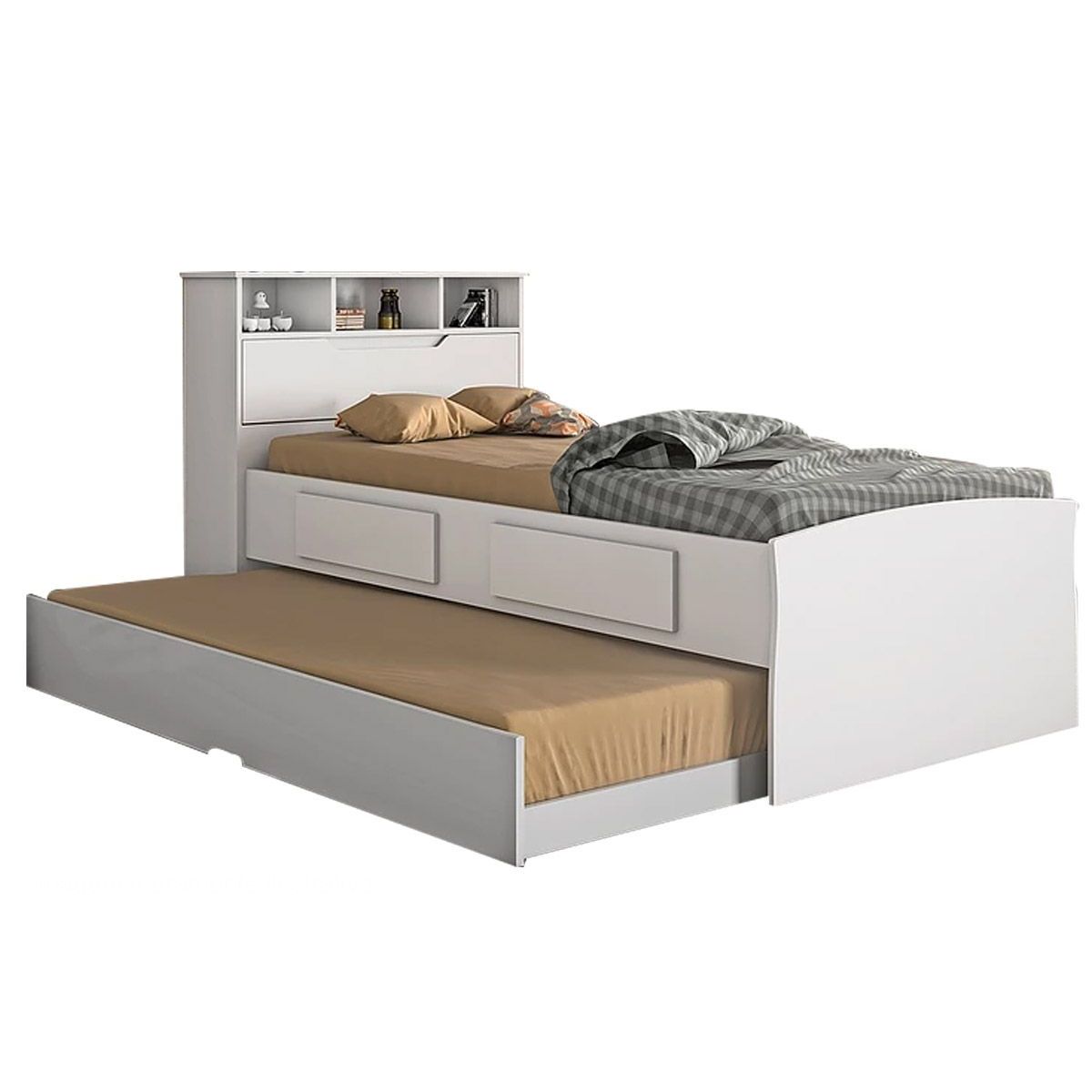 Bicama de Solteiro Conquista Ravena+Auxiliar Branco