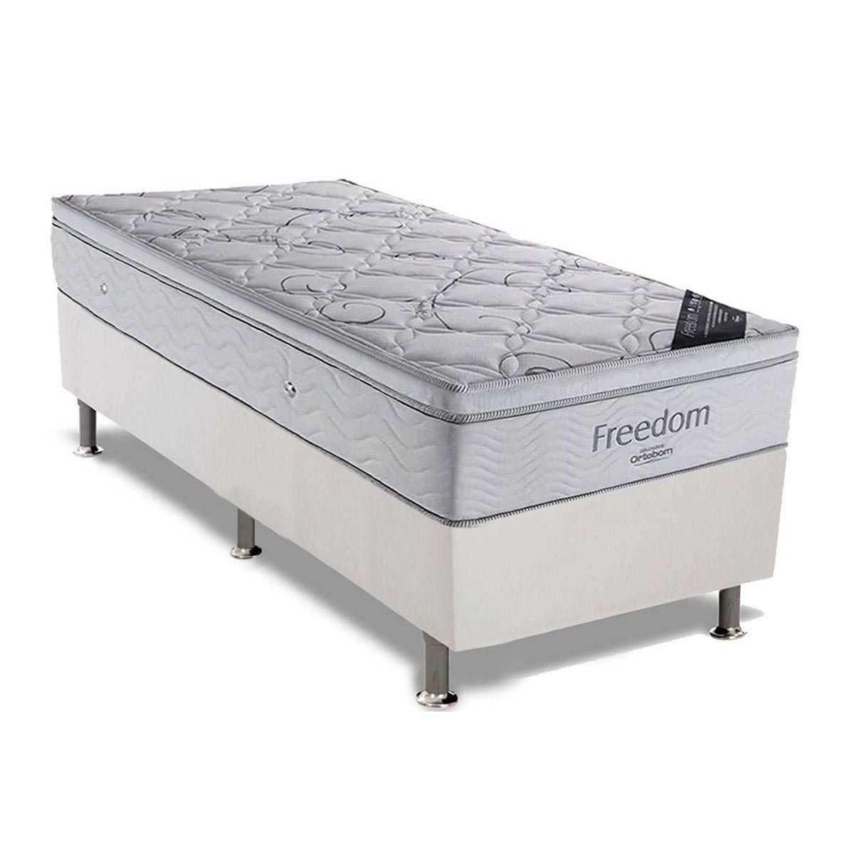 Conjunto Box-Colchão Ortobom Freedom+Cama Solteiro 88x188