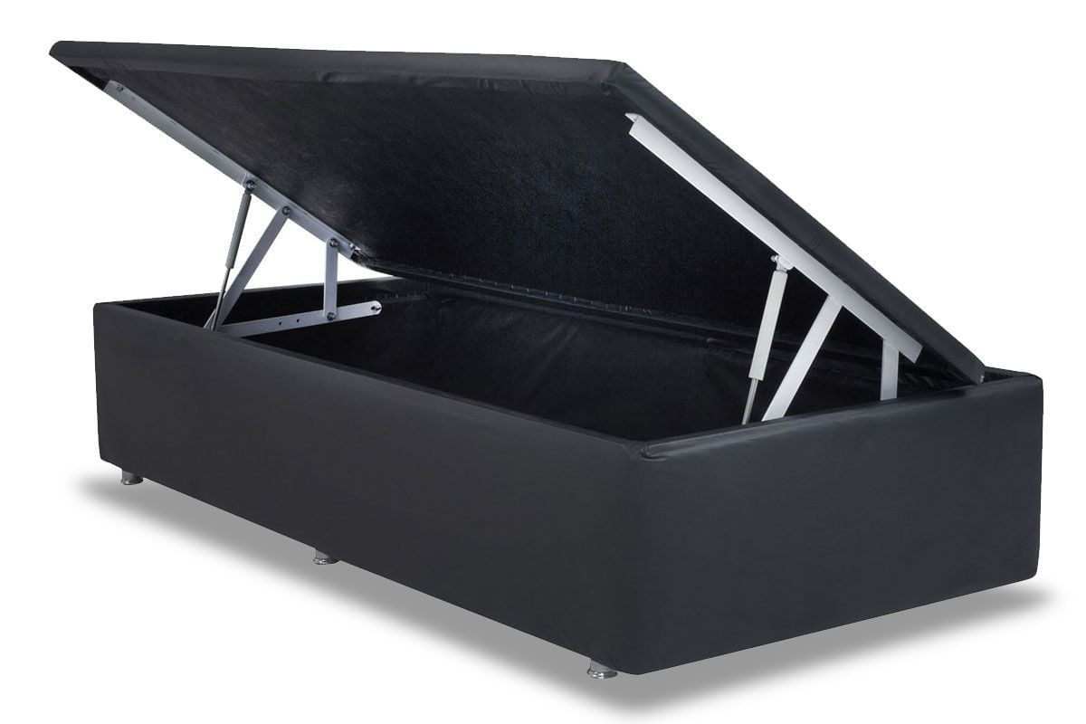 Cama Box Baú Ortobom Courino Black Solteiro - 0,88x1,88x0,35