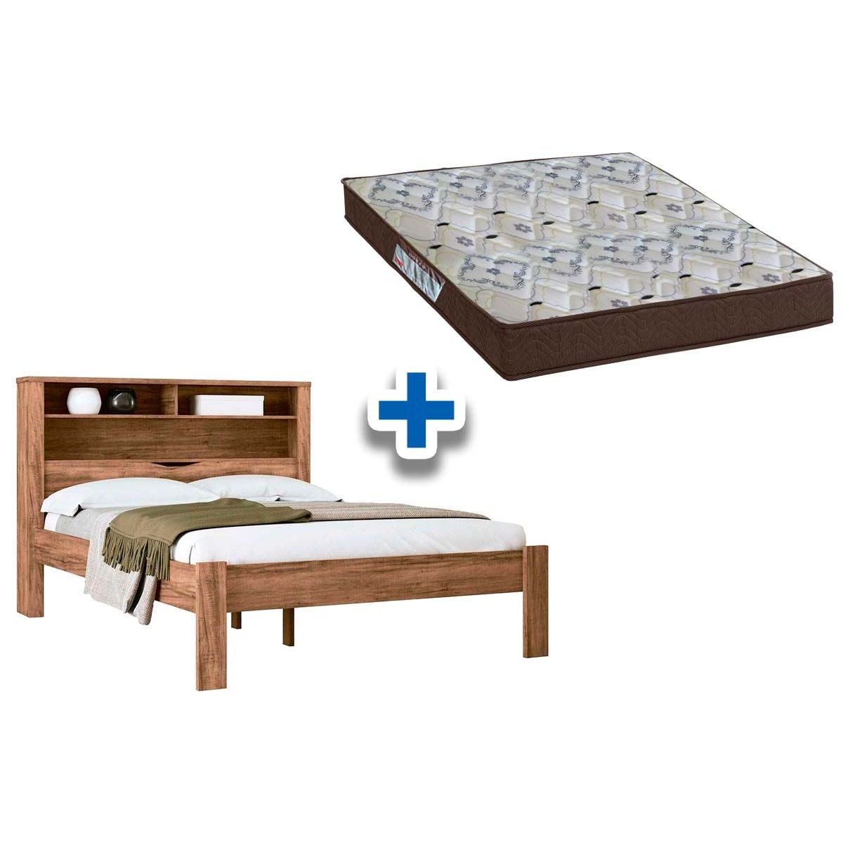 Cama Casal Santos Andirá Havana+Colchão Ortobom Atacama