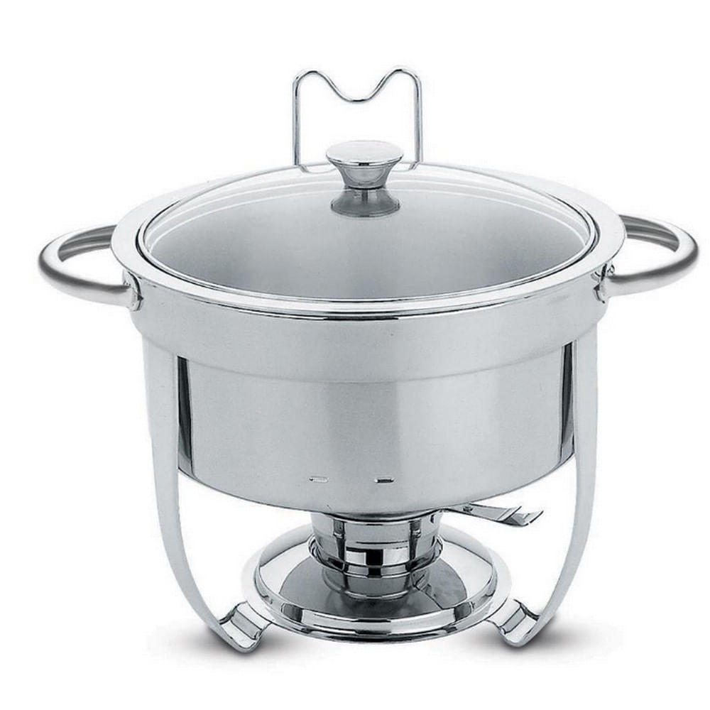 Rechaud Banho-maria Tramontina Inox Com Tampa De Vidro - 7l