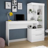Mesa para Escritório com Nicho Notável NT 2010 Branco New com Rosa Flex