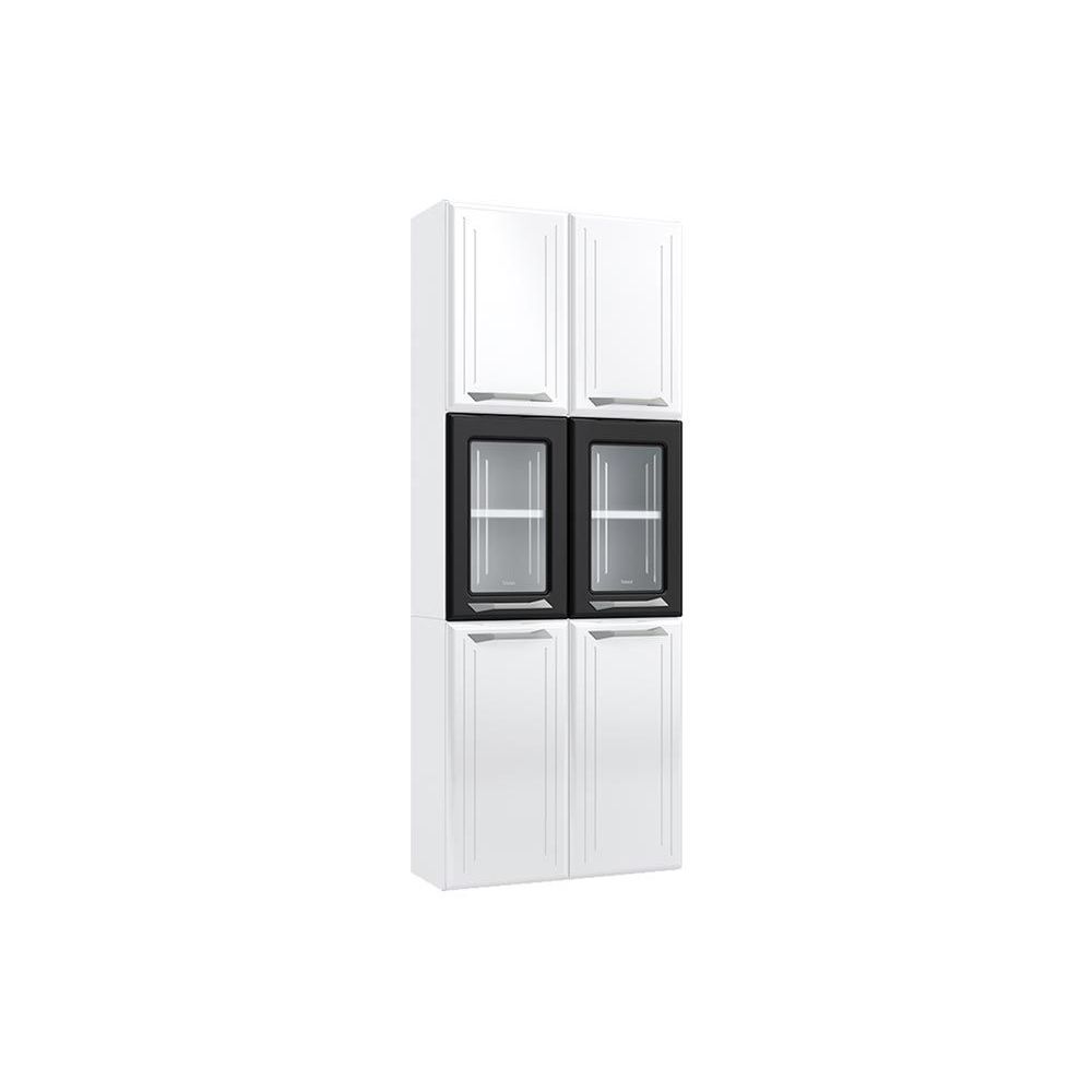 Paneleiro Telasul Topázio 6 Portas 2 c/Vd 70cm Branco/Preto