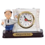 Miniatura Arquiteto De Resina Com Relógio 8 Cm