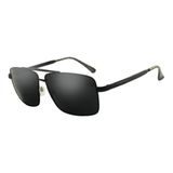 Óculos Sol Masculino Estilo Vilão Preto Retangular Uv400