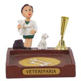 Miniatura Em Veterinária De Resina Com Porta Caneta E Papel 8 Cm