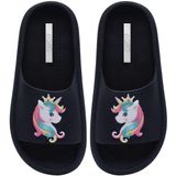 Chinelo Unicórnio Infantil Menina Sandália Moda Nuvem 12.53 Cor:preto,tamanho:29/30