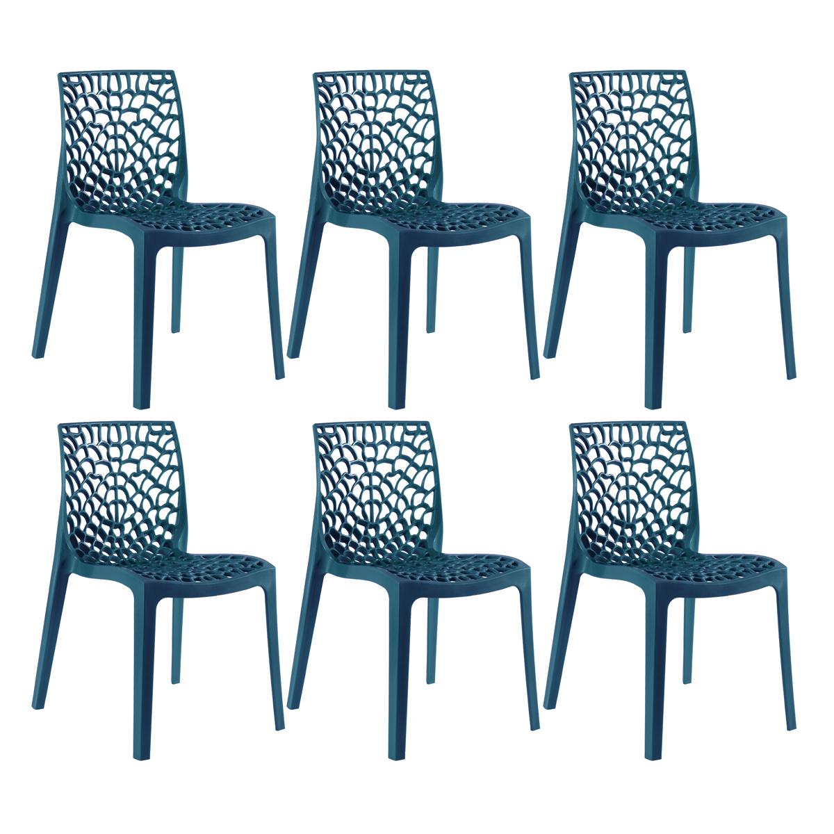 Kit - 6 X Cadeiras Gruvyer - Azul Petróleo