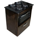 Kit Balcão Salvia Ipê Com Cooktop Preto 4 Bocas E Forno 48l Chamalux