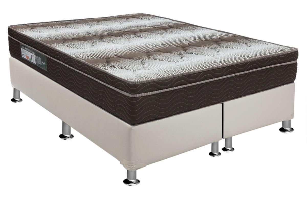 Conjunto Box-Colchão Ortobom Light+Cama Queen 158x198