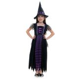 Fantasia Bruxa Roxa Vestido Longo Infantil Com Chapéu - Halloween Gg